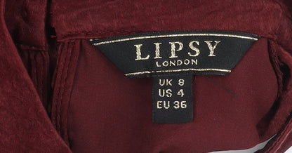 Womens UK Size 8 Lipsy Red Wrap Blouse