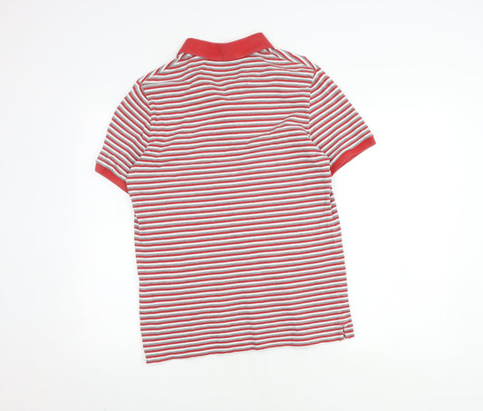 Lyle & Scott Men's Red Grey Striped Polo, Medium