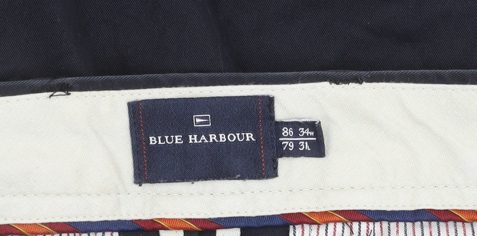 Marks and Spencer Men's Black Cotton Trousers Size 34