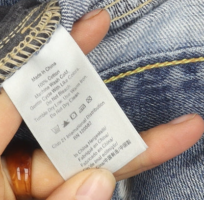 DKNY Men's Blue Straight Jeans Size 32 Embroidered