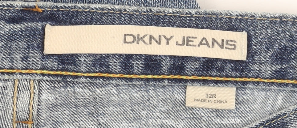 DKNY Men's Blue Straight Jeans Size 32 Embroidered