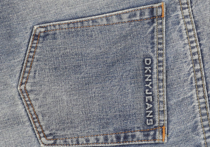 DKNY Men's Blue Straight Jeans Size 32 Embroidered