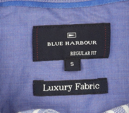 Marks and Spencer Men's Blue Striped Shirt, Size S, Regular Fit