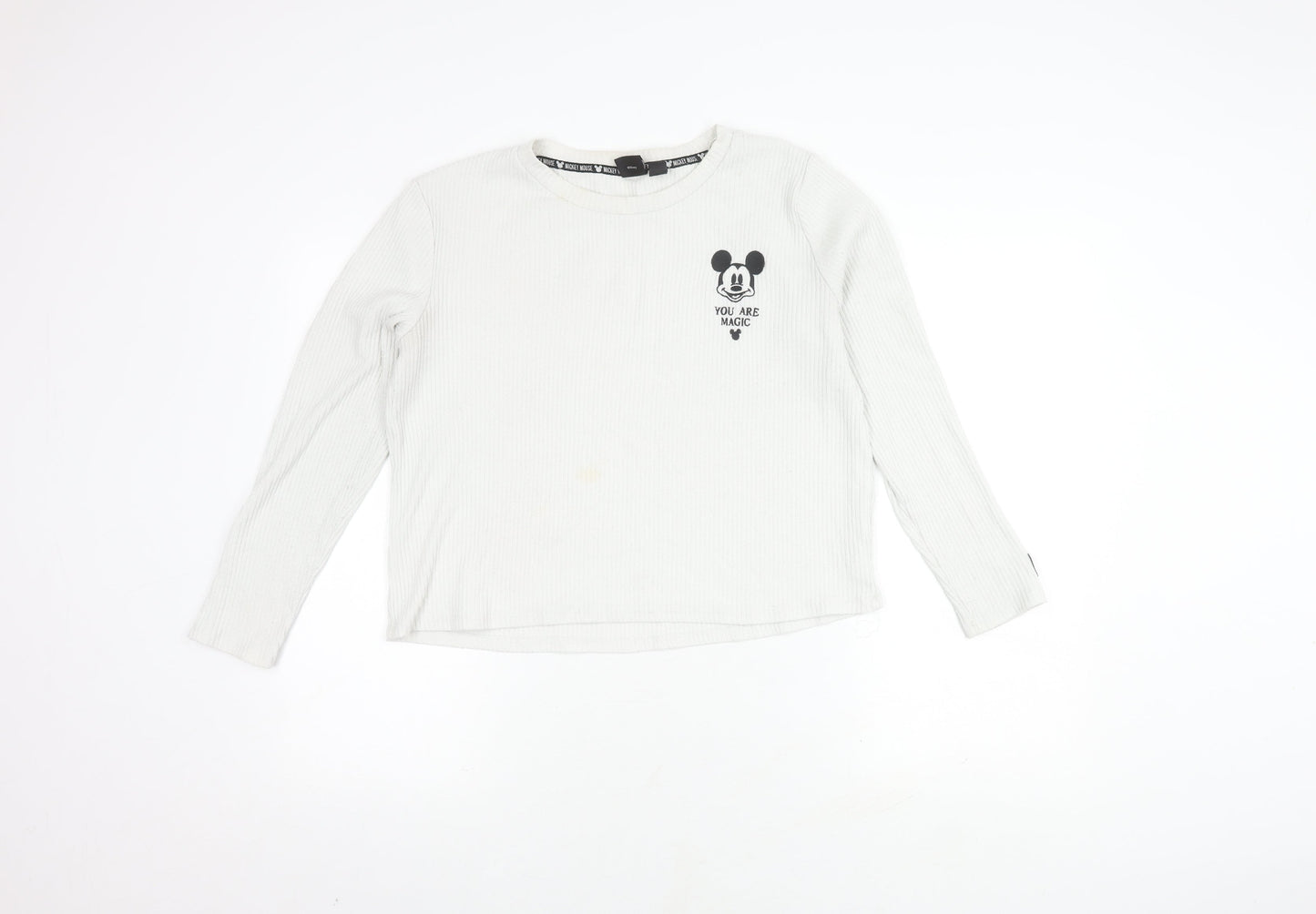 Disney Women's White Mickey Mouse Long Sleeve Top