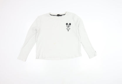 Disney Women's White Mickey Mouse Long Sleeve Top