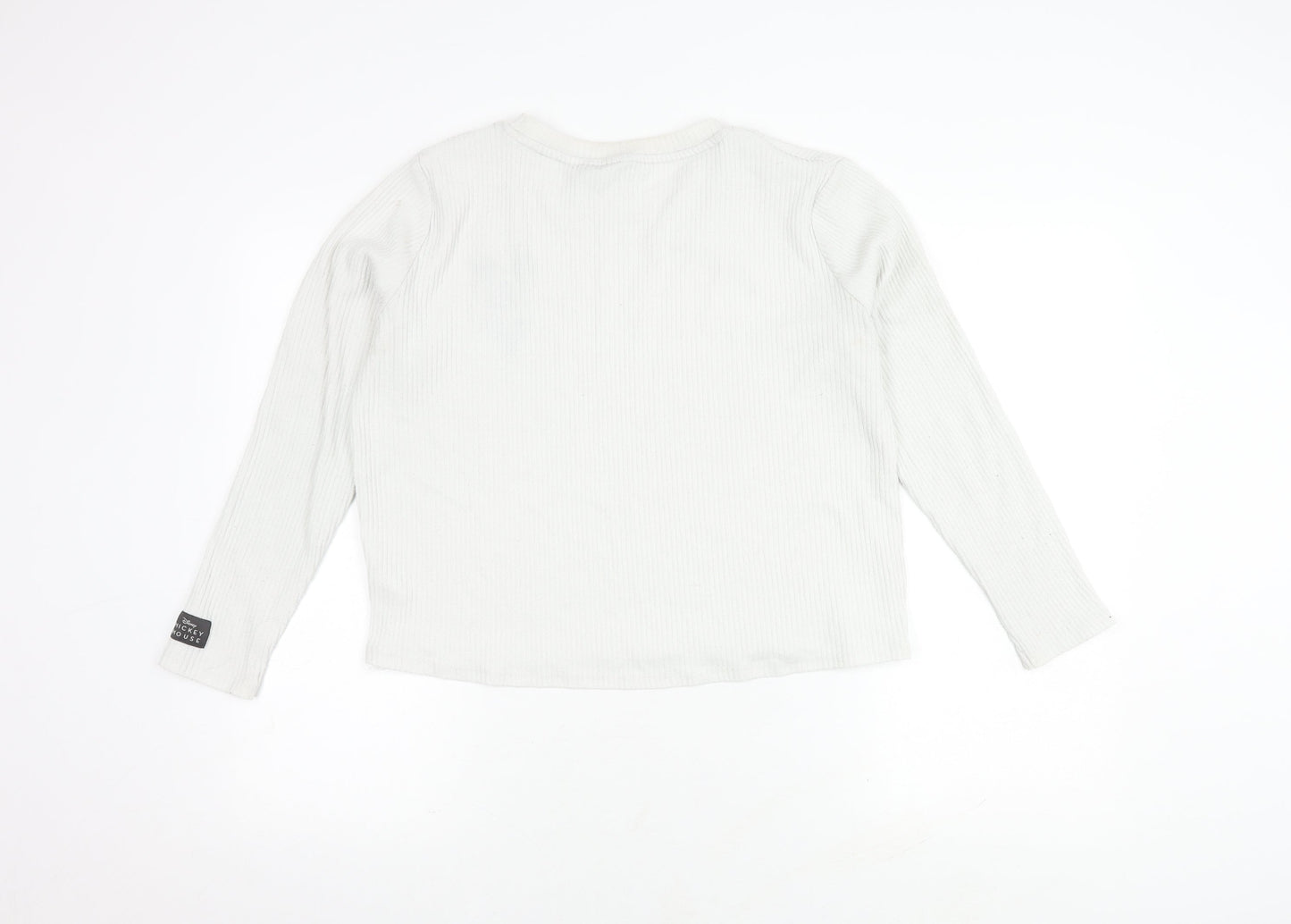 Disney Women's White Mickey Mouse Long Sleeve Top