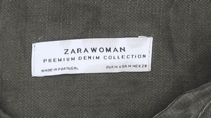 Zara Woman Green Shirt Dress, Size M, Long Sleeve