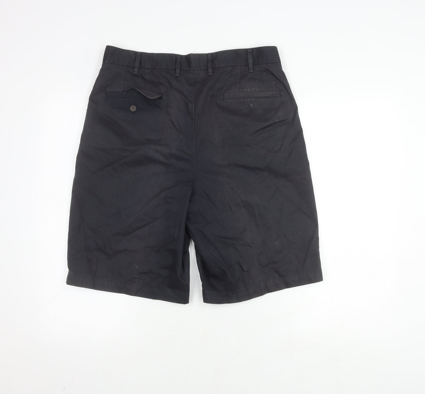 Next Men's Black Chino Shorts 34 Pleated Pockets