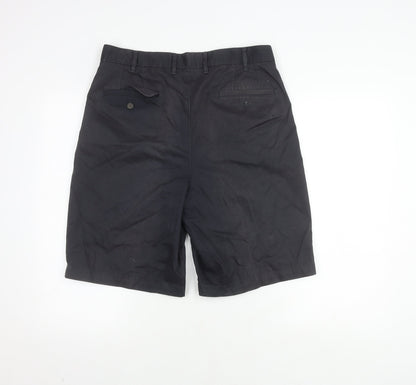 Next Men's Black Chino Shorts 34 Pleated Pockets