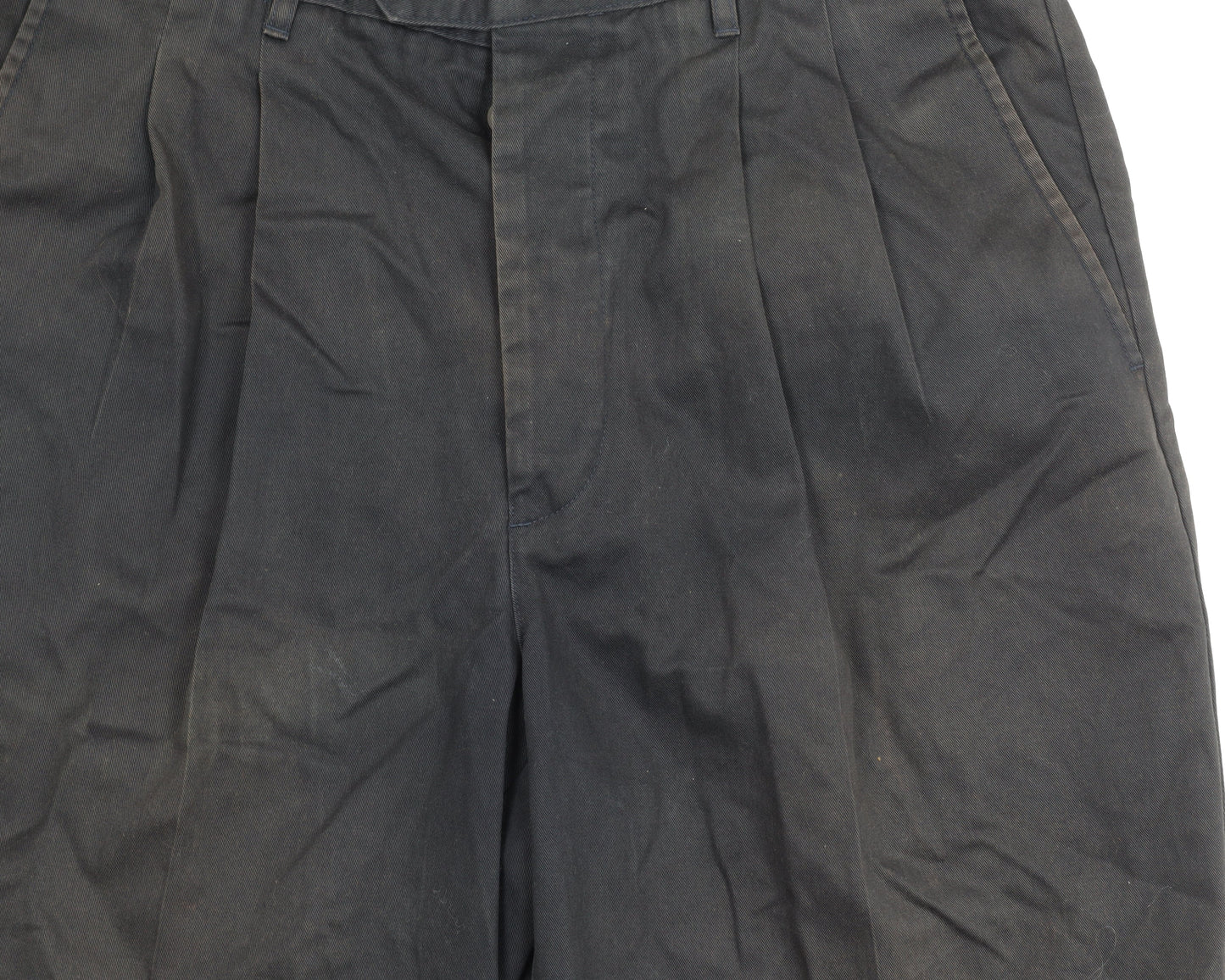 Next Men's Black Chino Shorts 34 Pleated Pockets