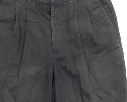 Next Men's Black Chino Shorts 34 Pleated Pockets
