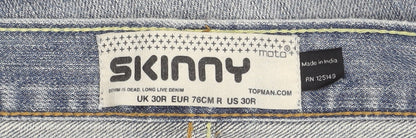 Mens UK Size 30R Topman Slim Fit Skinny Blue Jeans