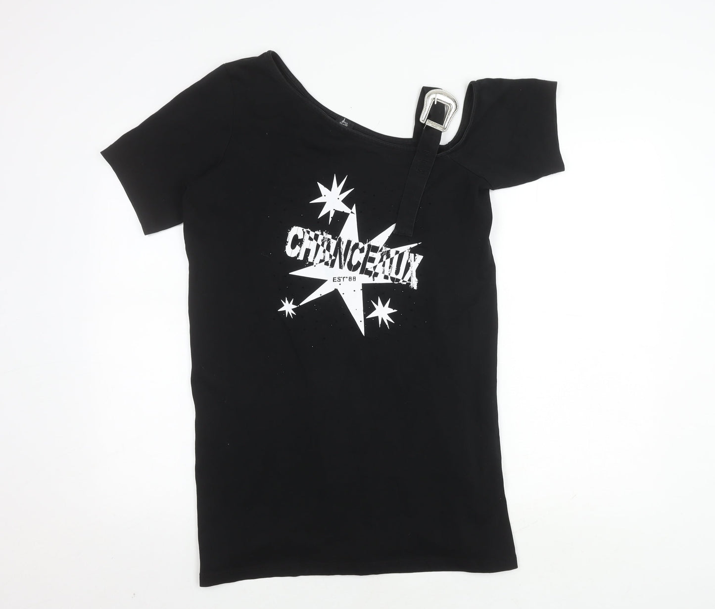 Womens UK Size 10 River Island Black Basic T-Shirt
