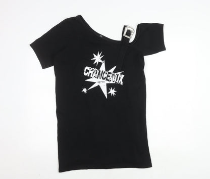 Womens UK Size 10 River Island Black Basic T-Shirt