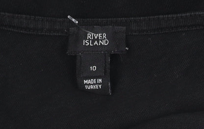Womens UK Size 10 River Island Black Basic T-Shirt