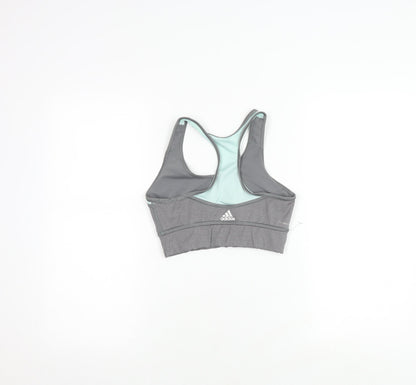 Adidas Women's Grey Cropped Sports Bra S Athletic Fit