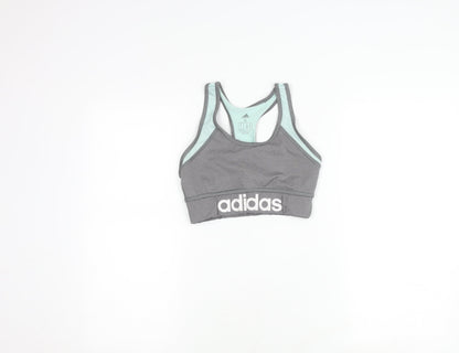 Adidas Women's Grey Cropped Sports Bra S Athletic Fit