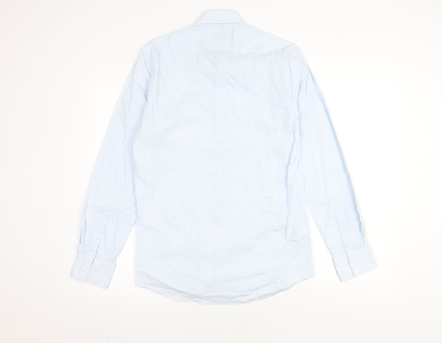 Marks and Spencer Men's Blue Cotton Button-Up Shirt