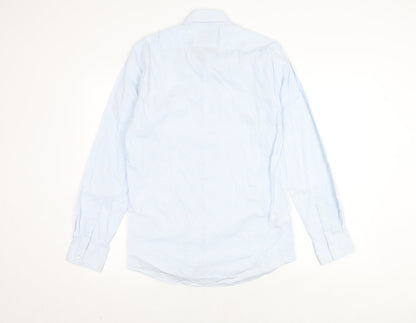 Marks and Spencer Men's Blue Cotton Button-Up Shirt