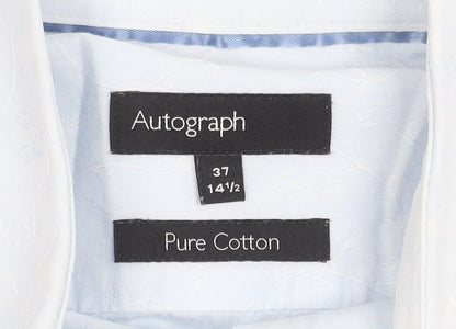 Marks and Spencer Men's Blue Cotton Button-Up Shirt