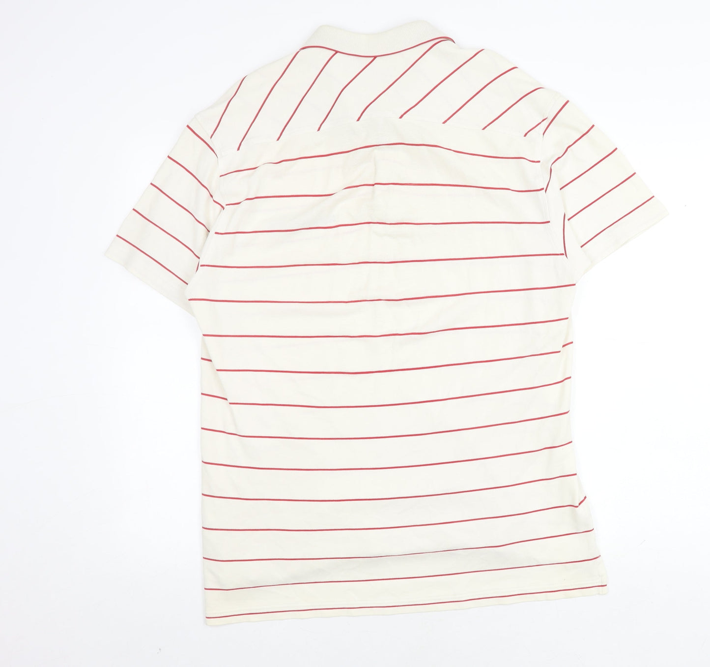 FILA Men's White Striped Polo Shirt Size M