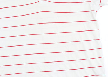 FILA Men's White Striped Polo Shirt Size M