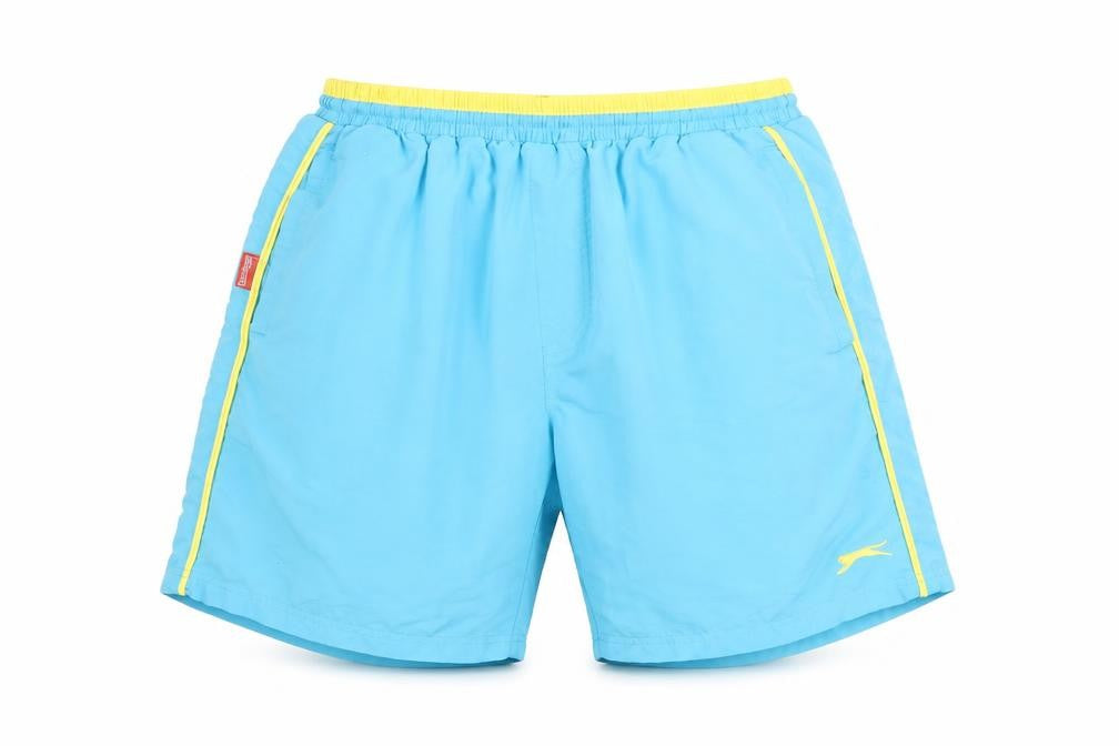 Front view of Slazenger Men's Blue Swim Shorts S - Elastic Waist