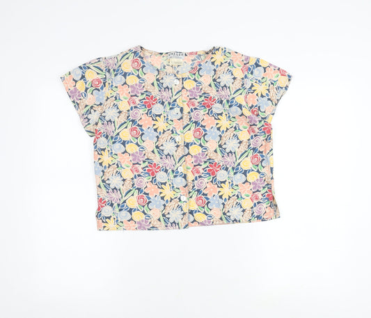 Jaeger Multicoloured Floral Short Sleeve Top, Size 12