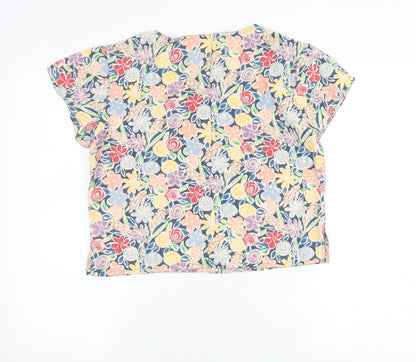 Jaeger Multicoloured Floral Short Sleeve Top, Size 12