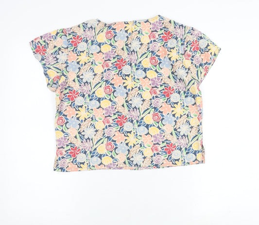 Jaeger Multicoloured Floral Short Sleeve Top, Size 12