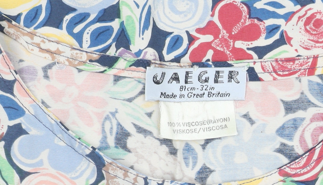 Jaeger Multicoloured Floral Short Sleeve Top, Size 12
