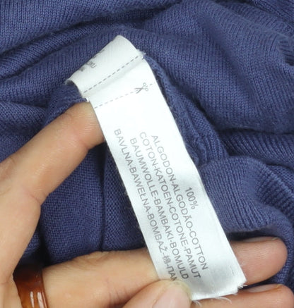 Massimo Dutti Men's Blue V-Neck Cotton Pullover Size L