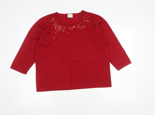 Eastex Red Women's Jumper, Size 18, Sequin Accent