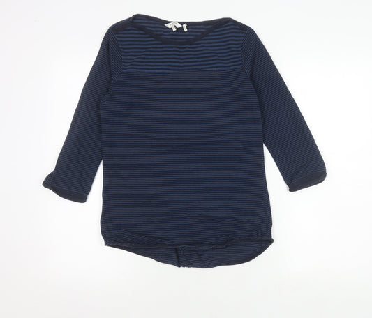 FatFace Women's Blue Striped T-Shirt Size 8