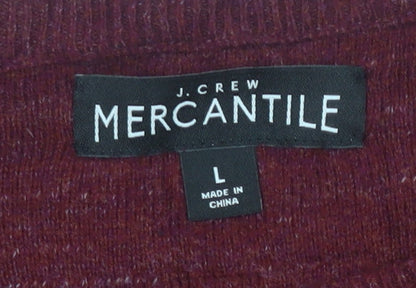 J.Crew Men's Red Cotton Pullover Jumper, Size L