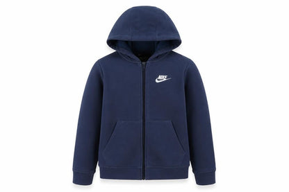Front view of Nike boys’ blue hooded fleece jacket - size 8y