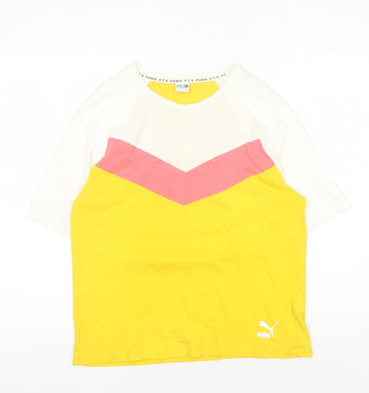 Puma Unisex Colourblock T-Shirt Yellow M