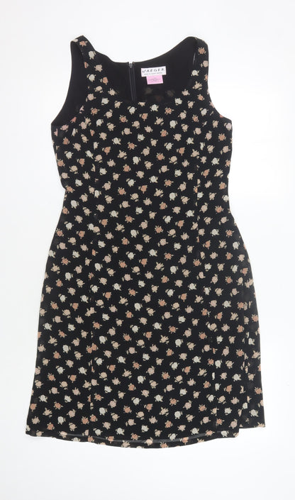 Jaeger Women's Black Floral Sheath Dress Size 12