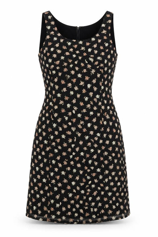 Front view of Jaeger Women's Black Floral Sheath Dress, size 12