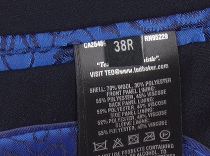 Mens UK Size 38R Ted Baker Regular Blue Suit Jacket