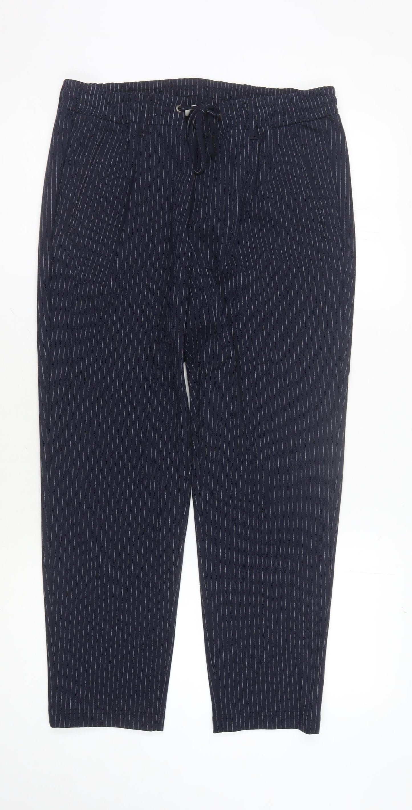 Jack & Jones Men's Blue Striped Trousers Size 34