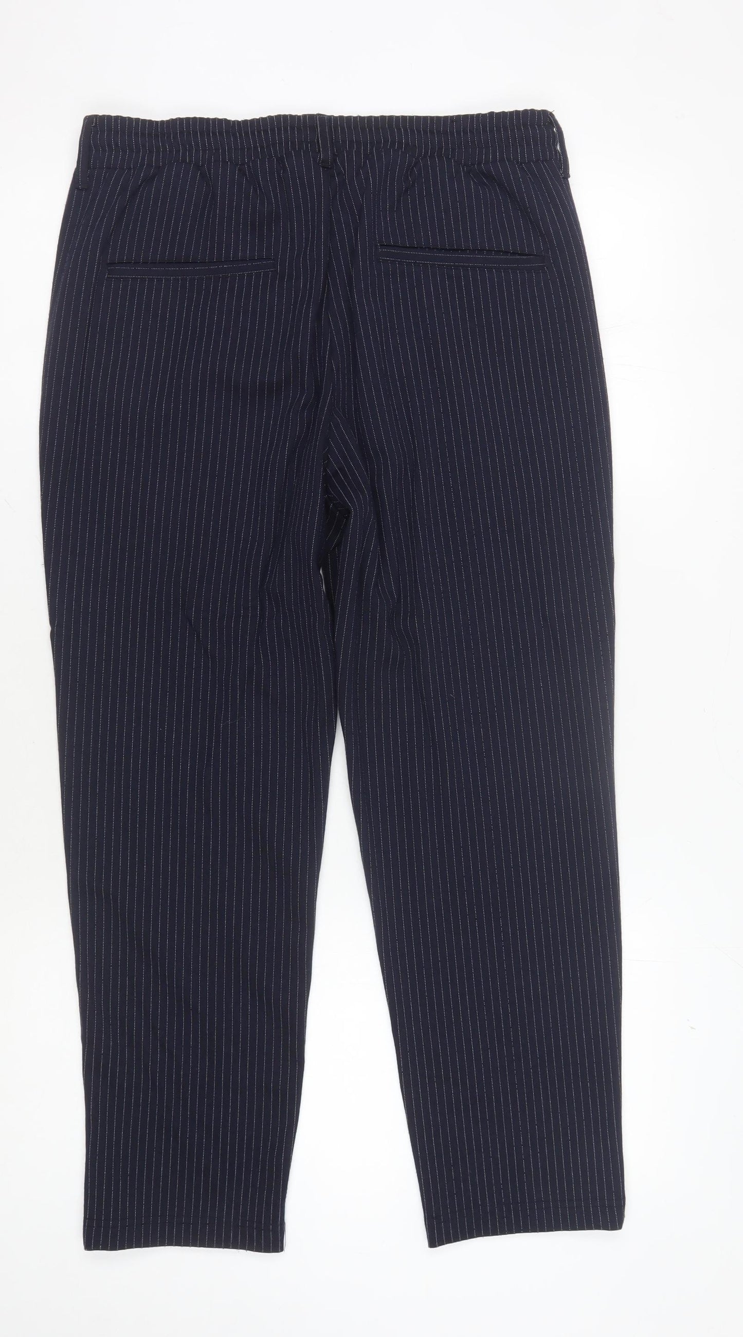Jack & Jones Men's Blue Striped Trousers Size 34