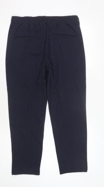 Jack & Jones Men's Blue Striped Trousers Size 34