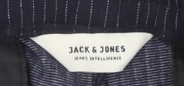 Jack & Jones Men's Blue Striped Trousers Size 34