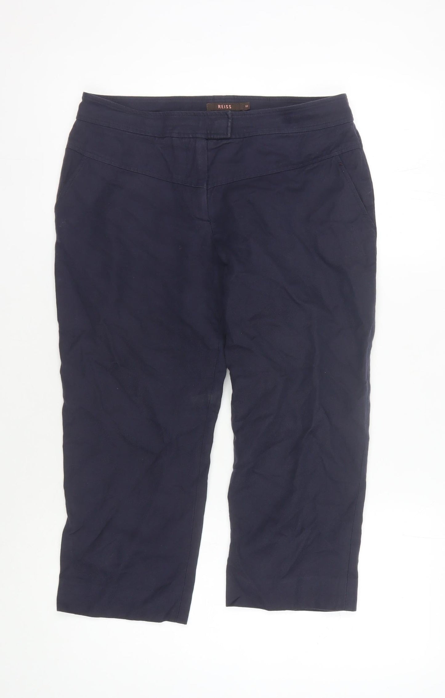 Womens UK Size 10 Reiss Regular Fit Capri Blue Trousers