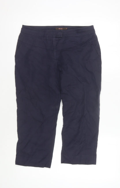 Womens UK Size 10 Reiss Regular Fit Capri Blue Trousers