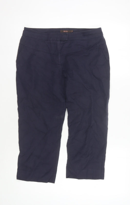 Reiss Women Blue Capri Trousers Size 10 Regular Pockets