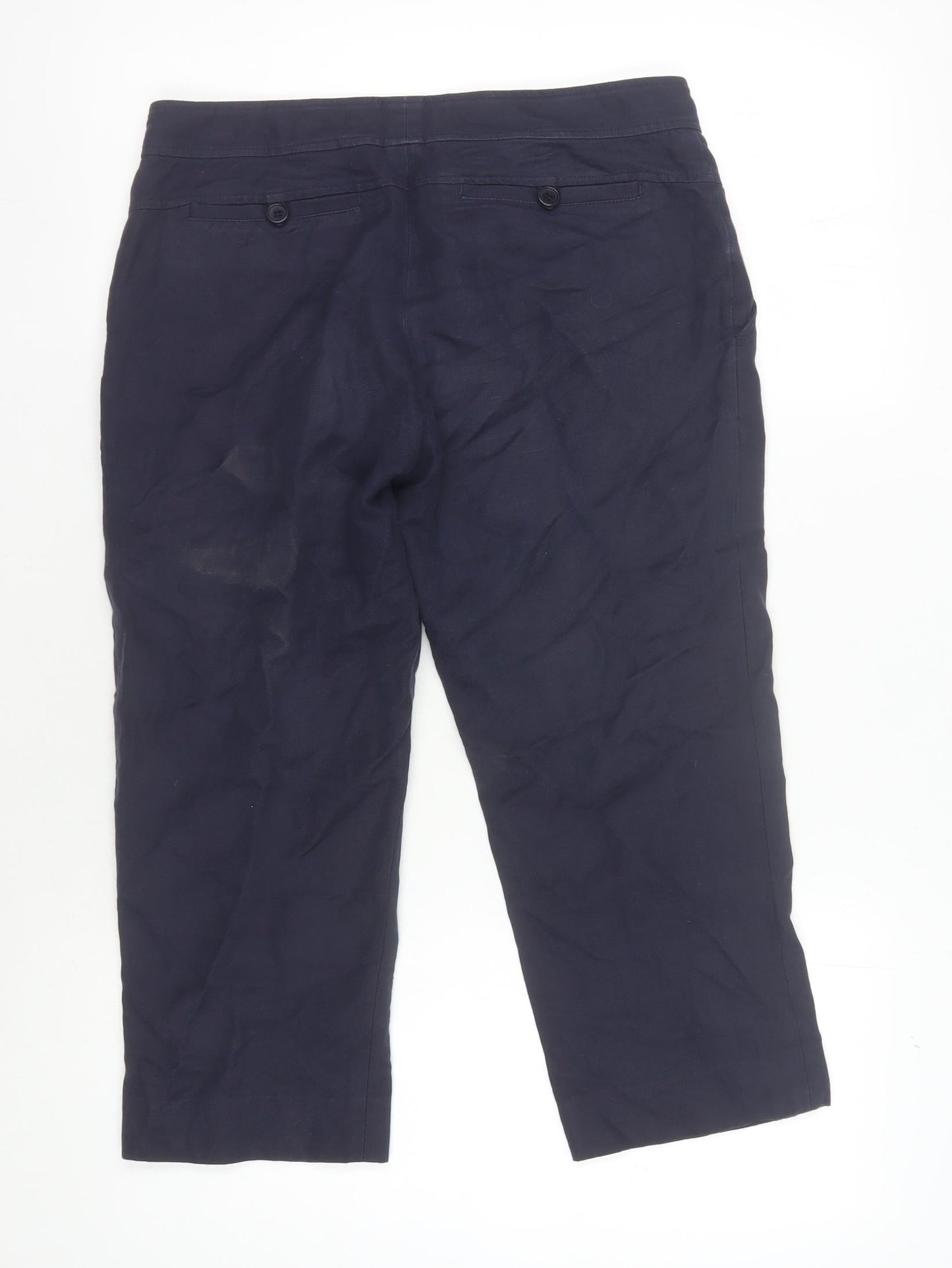 Womens UK Size 10 Reiss Regular Fit Capri Blue Trousers