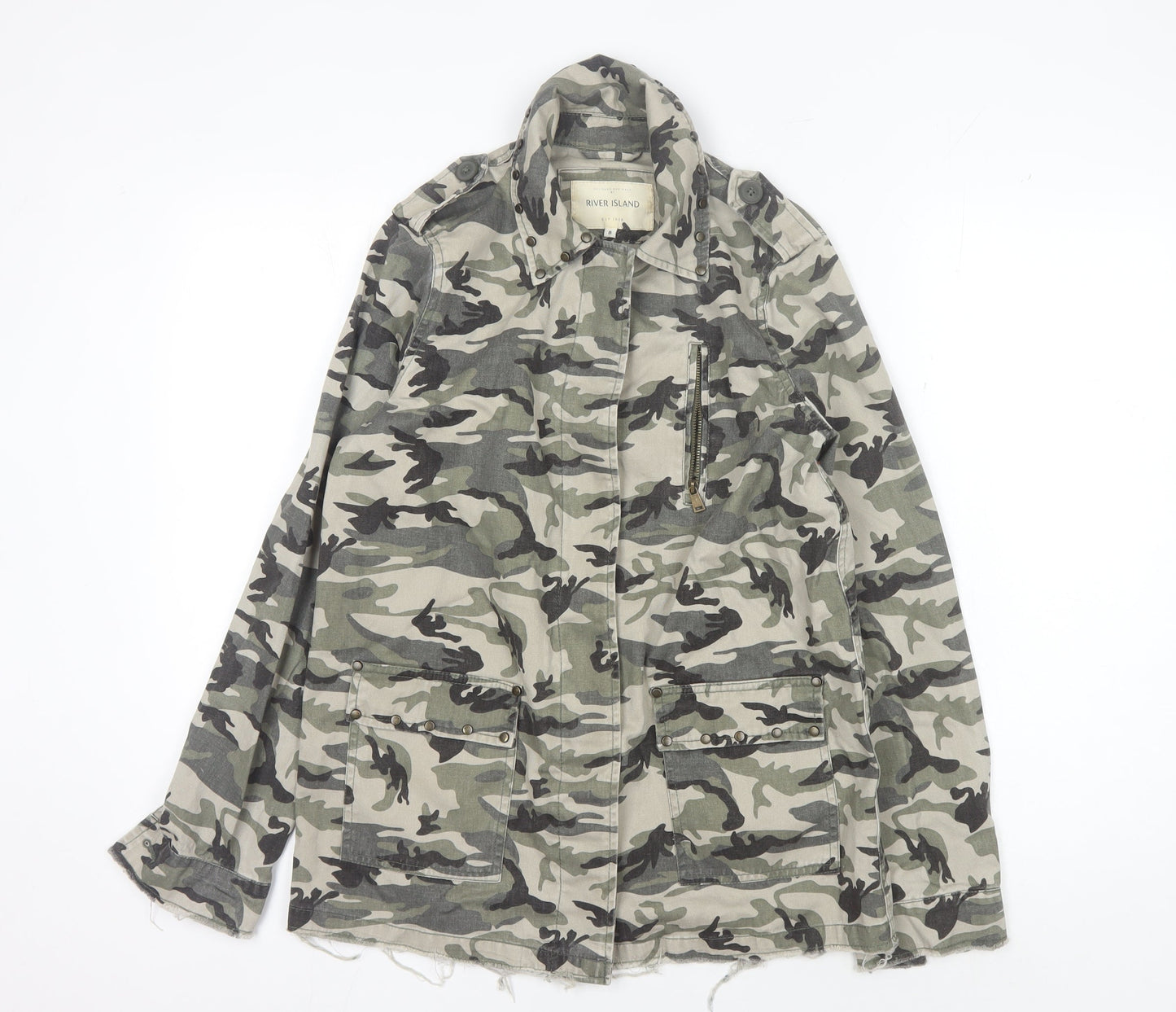 Womens UK Size 8 River Island Green Military Jacket
