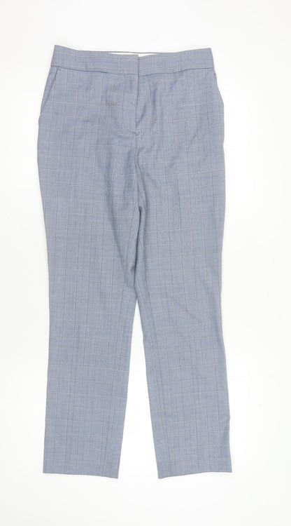 Reiss Women's Blue Check Trousers Size 6